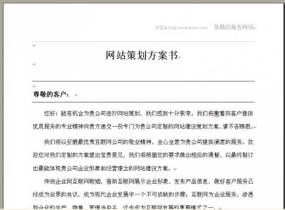 某酒店商務網站網站策劃方案書.rar