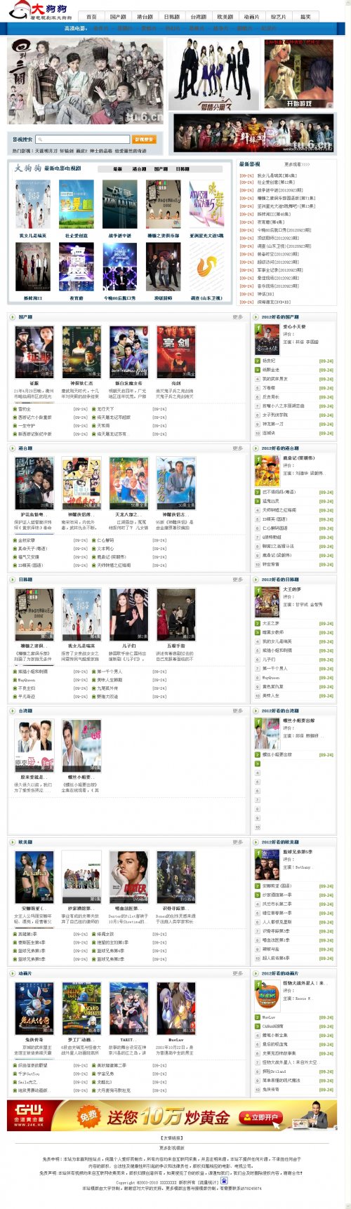 大狗狗影視網站源碼 2012電視劇網站源碼(9月最新采集規則)