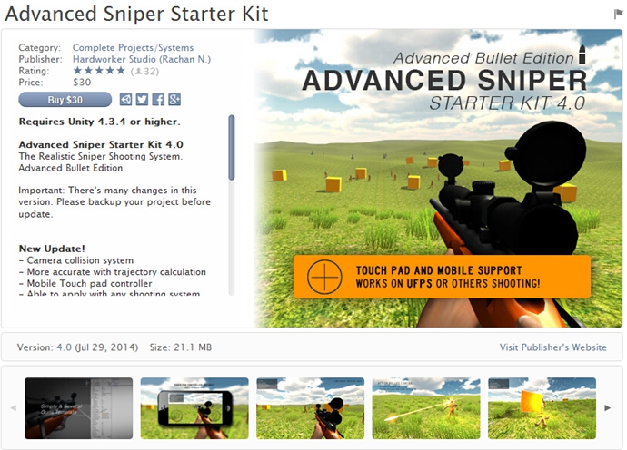 unity3d游戲源碼 高級狙擊手射擊源碼 Advance Sniper Starter Ki