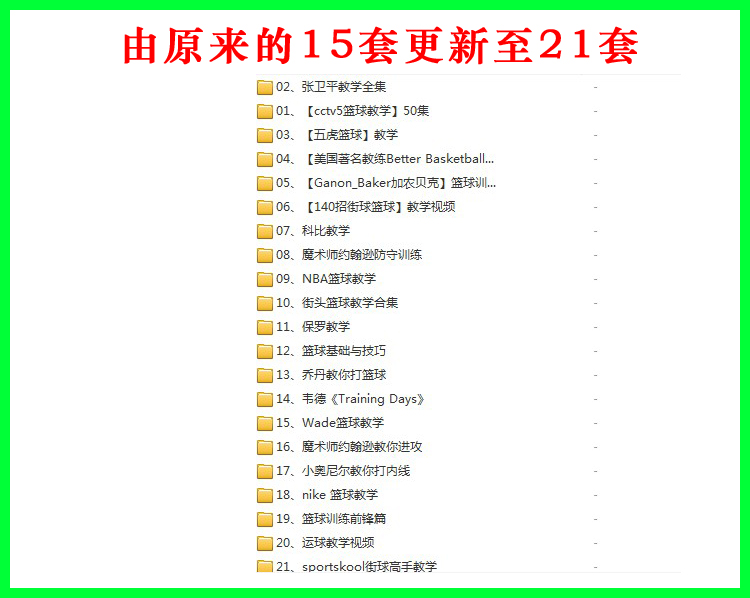籃球視頻教學大全★21套★五虎加農貝克籃球教程技巧訓練街球教學