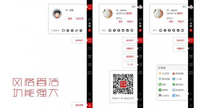 Discuz X3.2 Discuz右側狀態條插件 輕返回 商業版1.1 價值30元