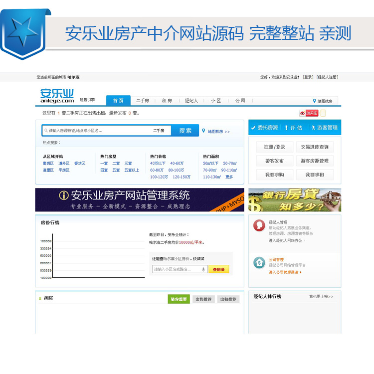 最新安樂業房產信息網站源碼V5.1升級版二手房中介php源碼偽靜態