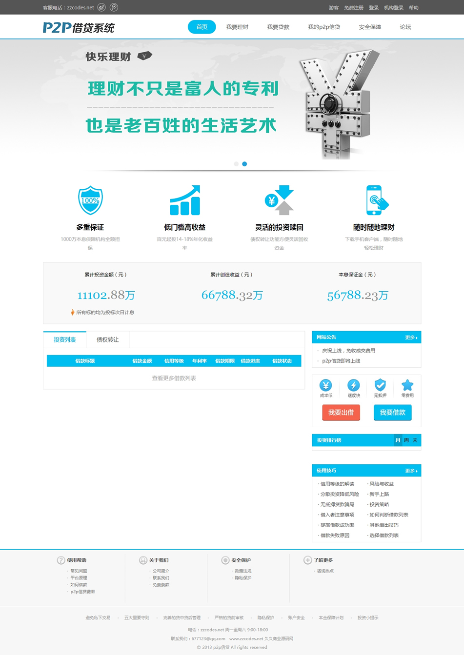方維P2P借貸源碼V3.2開源無限制+人人貸系統+統計模塊+額度申請