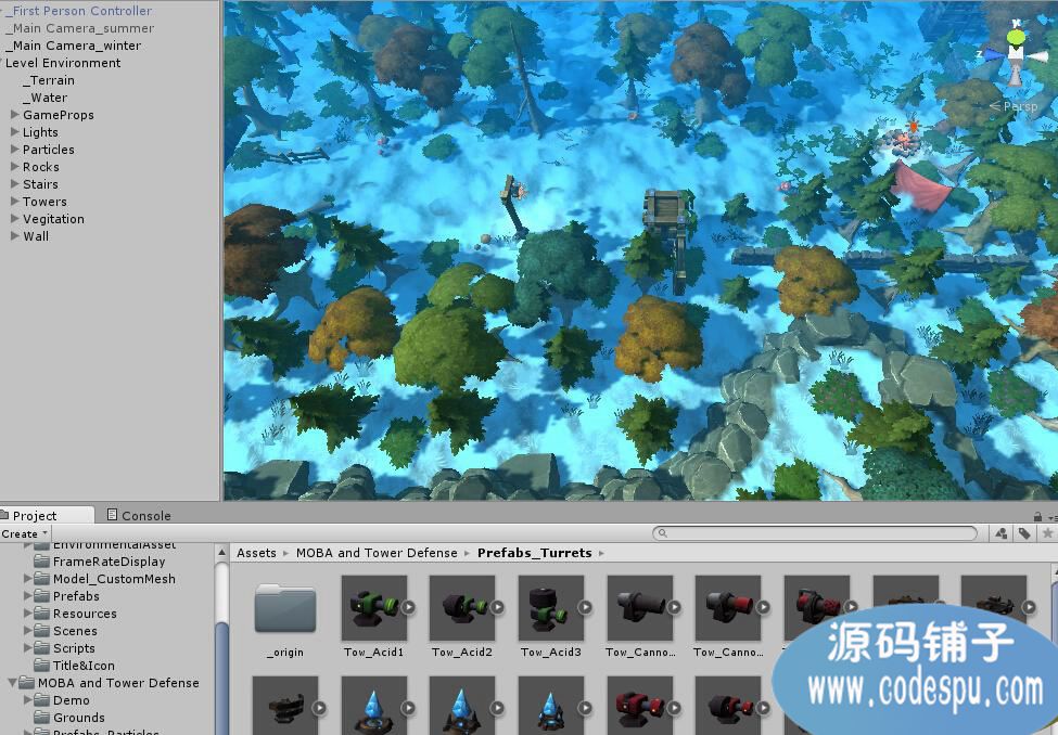 畫面很好的unity塔防游戲源碼 c#腳本 Unity 4.6.0 以上