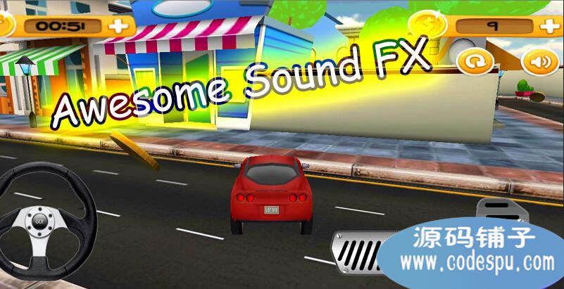 unity3D都市賽車手機游戲源碼 城市汽車比賽模擬游戲源碼