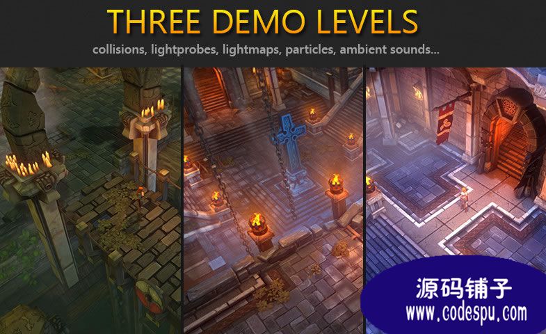 unity3d暗黑風RPG游戲地牢場景Fantasy Action RPG Tileset