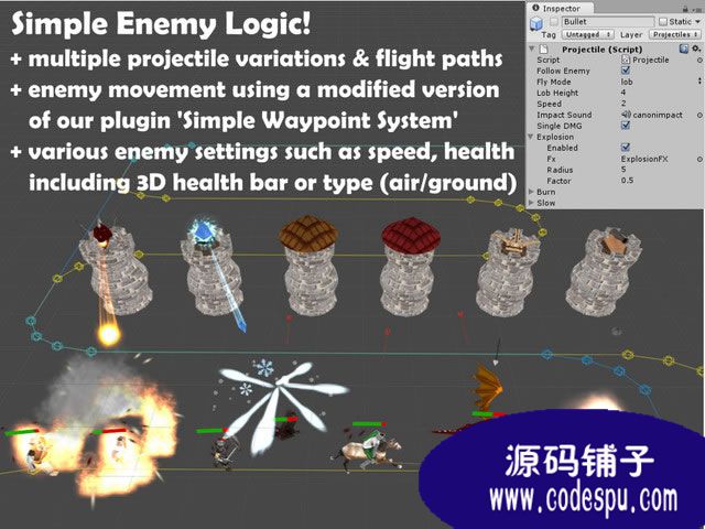 unity3D塔防游戲源碼3D Tower Defense Kit 1.7