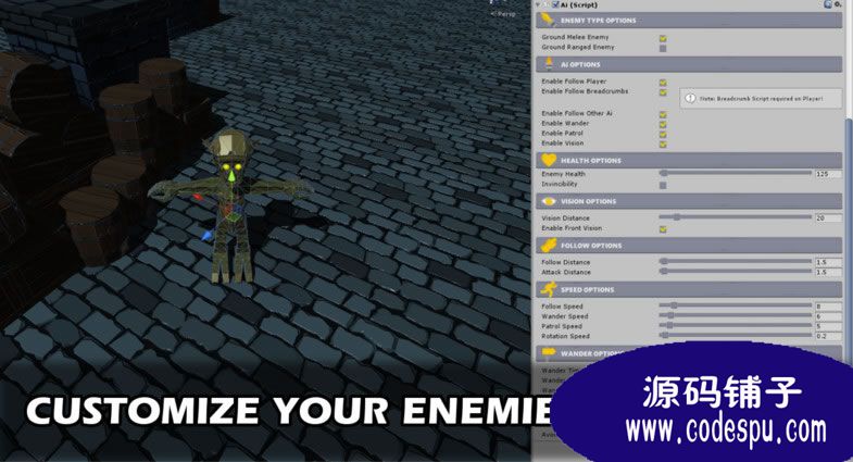 unity 45度視角射擊喪尸游戲源碼(帶AI智能)