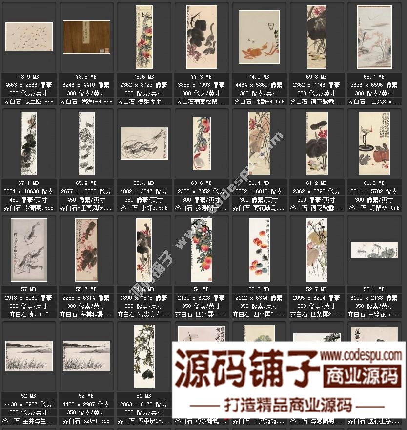 齊白石作品大全高清國(guó)畫(huà) 高清數(shù)據(jù)圖庫(kù) 微噴高清大圖片174GB