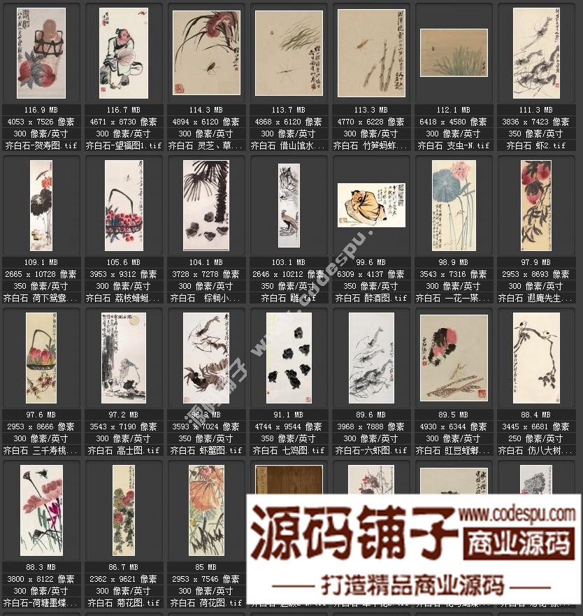 齊白石作品大全高清國(guó)畫(huà) 高清數(shù)據(jù)圖庫(kù) 微噴高清大圖片174GB
