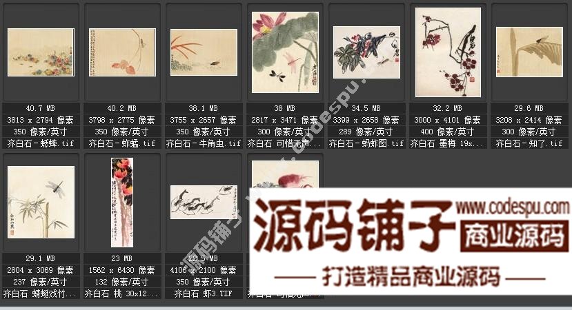齊白石作品大全高清國(guó)畫(huà) 高清數(shù)據(jù)圖庫(kù) 微噴高清大圖片174GB