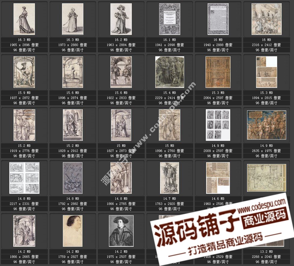 素描類系列圖庫 Hans Holbein荷爾拜因素描197幅1.91GB