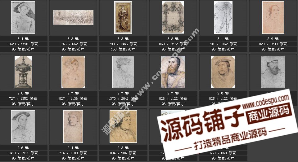 素描類系列圖庫 Hans Holbein荷爾拜因素描197幅1.91GB
