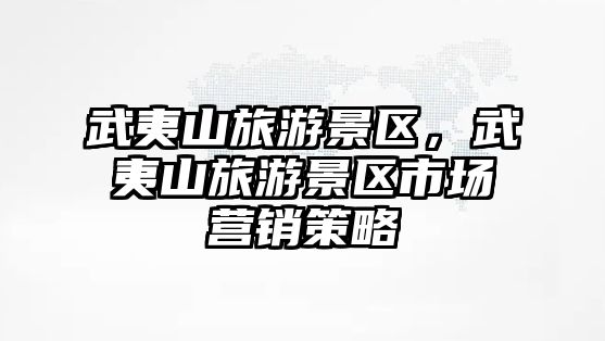 武夷山旅游景區，武夷山旅游景區市場營銷策略