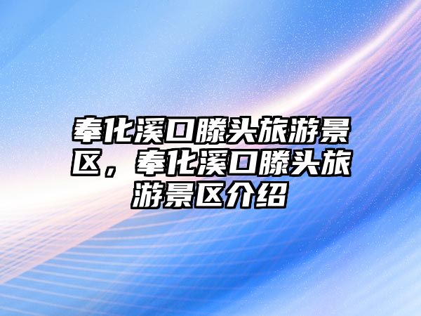 奉化溪口滕頭旅游景區，奉化溪口滕頭旅游景區介紹