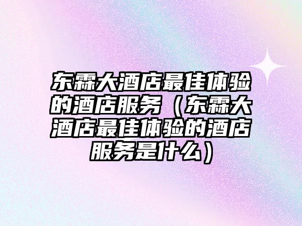 東霖大酒店最佳體驗的酒店服務（東霖大酒店最佳體驗的酒店服務是什么）