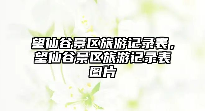 望仙谷景區旅游記錄表，望仙谷景區旅游記錄表圖片