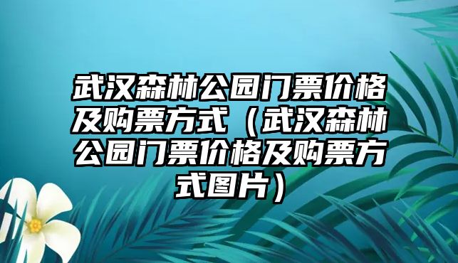 武漢森林公園門票價格及購票方式（武漢森林公園門票價格及購票方式圖片）