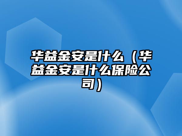 華益金安是什么（華益金安是什么保險(xiǎn)公司）