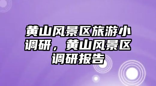黃山風景區旅游小調研，黃山風景區調研報告