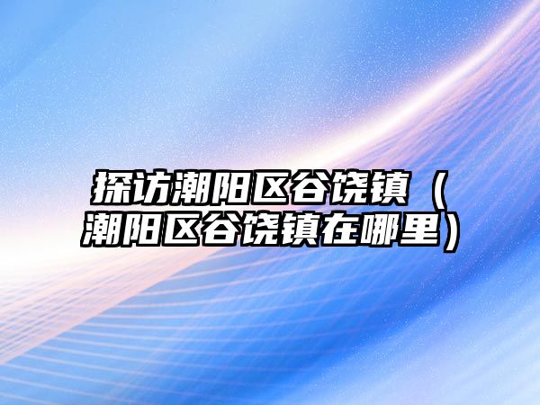 探訪潮陽(yáng)區(qū)谷饒鎮(zhèn)（潮陽(yáng)區(qū)谷饒鎮(zhèn)在哪里）