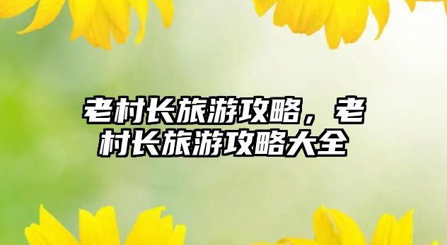 老村長旅游攻略，老村長旅游攻略大全