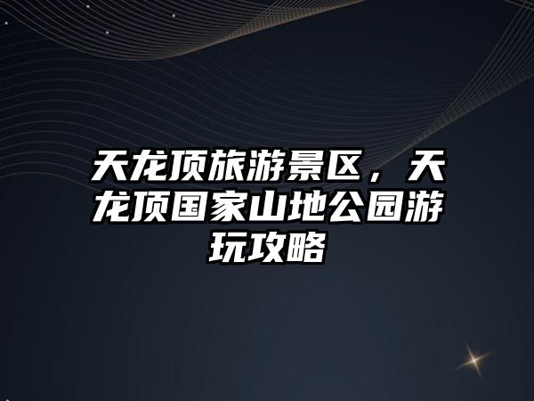 天龍頂旅游景區，天龍頂國家山地公園游玩攻略