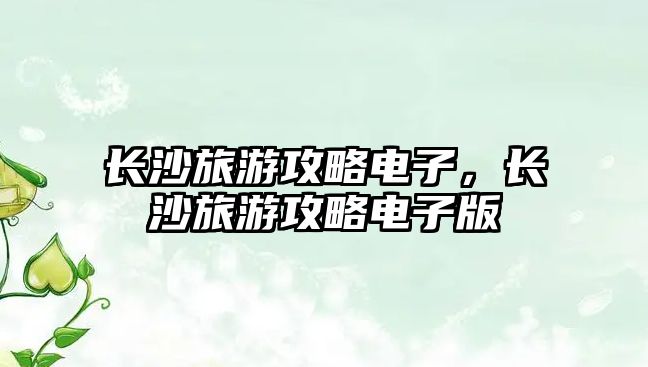 長(zhǎng)沙旅游攻略電子，長(zhǎng)沙旅游攻略電子版