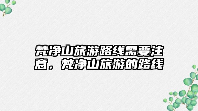 梵凈山旅游路線需要注意，梵凈山旅游的路線