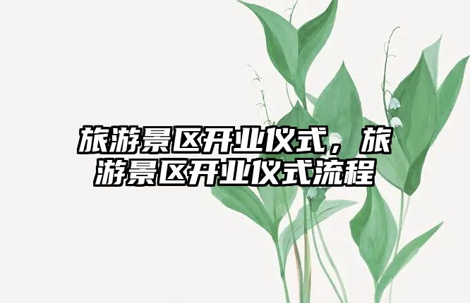 旅游景區開業儀式，旅游景區開業儀式流程