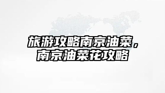 旅游攻略南京油菜，南京油菜花攻略
