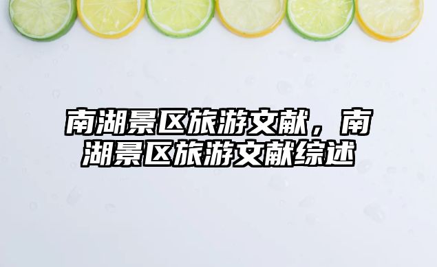 南湖景區旅游文獻，南湖景區旅游文獻綜述