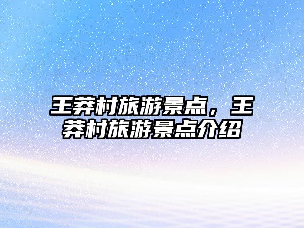 王莽村旅游景點，王莽村旅游景點介紹