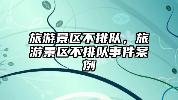 旅游景區不排隊，旅游景區不排隊事件案例
