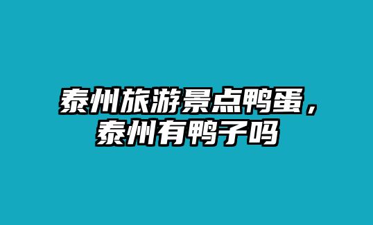 泰州旅游景點鴨蛋，泰州有鴨子嗎