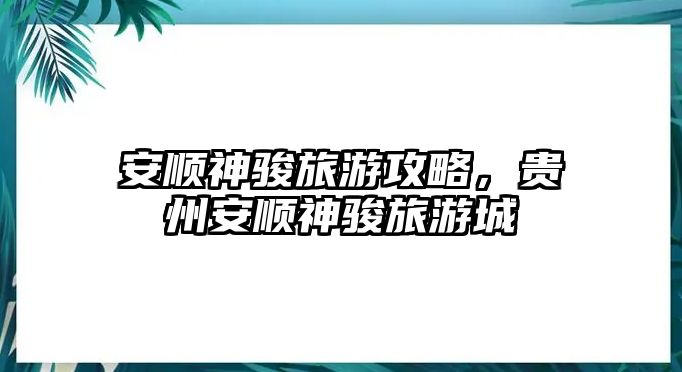 安順神駿旅游攻略，貴州安順神駿旅游城