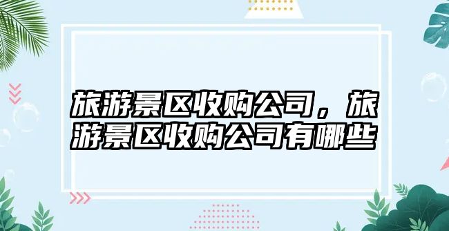 旅游景區收購公司，旅游景區收購公司有哪些